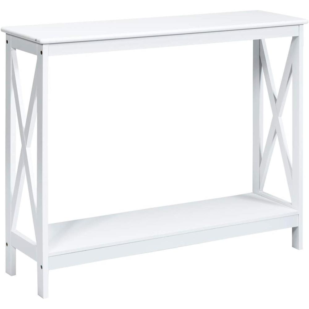image:imageGiantex Console Table 2Tier with Storage ShelfXDesign Bookshelf Narrow Accent Table for Entryway Hallway Living Room Sofa Side Table WhiteWhite