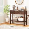 Giantex 2-Tier Narrow Console Table, 38″ Retro Entryway Table with 2 Drawers and Open Storage Shelf, Wood Accent Sofa Tables for Living Room, Foyer, Hallway, Bedroom, Entrance