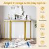 Giantex 42″ Console Table, Modern Faux Marble Entryway Table with Geometric Metal Frame, Anti Slip Foot Pads, Narrow Long Sofa Table Behind Couch for Living Room, Hallway, Foyer, Entrance (White)(White)