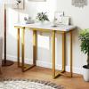 Giantex 42″ Console Table, Modern Faux Marble Entryway Table with Geometric Metal Frame, Anti Slip Foot Pads, Narrow Long Sofa Table Behind Couch for Living Room, Hallway, Foyer, Entrance (White)(White)