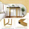 Giantex 42″ Console Table, Modern Faux Marble Entryway Table with Geometric Metal Frame, Anti Slip Foot Pads, Narrow Long Sofa Table Behind Couch for Living Room, Hallway, Foyer, Entrance (White)(Black)
