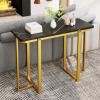 Giantex 42″ Console Table, Modern Faux Marble Entryway Table with Geometric Metal Frame, Anti Slip Foot Pads, Narrow Long Sofa Table Behind Couch for Living Room, Hallway, Foyer, Entrance (White)(Black)