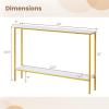 Giantex 44″ Gold Console Table with Shelf, Narrow Long Entryway Table with Dual Anti-Tipping Kits & Metal Frame, 2-Tier Sofa Table Behind Couch, Hallway Table for Living Room, Entrance, Foyer(White & Yellow)
