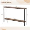 Giantex 44″ Gold Console Table with Shelf, Narrow Long Entryway Table with Dual Anti-Tipping Kits & Metal Frame, 2-Tier Sofa Table Behind Couch, Hallway Table for Living Room, Entrance, Foyer(Rustic Brown & Black)