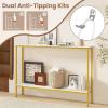 Giantex 44″ Gold Console Table with Shelf, Narrow Long Entryway Table with Dual Anti-Tipping Kits & Metal Frame, 2-Tier Sofa Table Behind Couch, Hallway Table for Living Room, Entrance, Foyer(White & Yellow)
