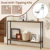 Giantex 44″ Gold Console Table with Shelf, Narrow Long Entryway Table with Dual Anti-Tipping Kits & Metal Frame, 2-Tier Sofa Table Behind Couch, Hallway Table for Living Room, Entrance, Foyer(Rustic Brown & Black)