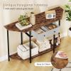 Giantex 51″ Console Table with 2 Drawers, 2-Tier Narrow Entryway Table with Open Storage Shelf, Hexagonal Freestanding Sofa Tables Behind Couch for Living Room Hallway Entrance, Rustic Brown