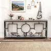 Giantex 71″ Console Table, 2-Tier Extra-Long Gold Entryway Table w/Storage Shelf, Faux Marble Top, Narrow Sofa Table with Geometric Frame, Behind Couch Entry Table for Living Room, Hallway, Foyer(Modern)
