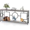 Giantex 71″ Console Table, 2-Tier Extra-Long Gold Entryway Table w/Storage Shelf, Faux Marble Top, Narrow Sofa Table with Geometric Frame, Behind Couch Entry Table for Living Room, Hallway, Foyer(Modern)
