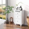 Giantex Bathroom Floor Cabinet, Freestanding Storage Cabinet with 3 Drawers, Solid Wood Legs, Anti-toppling Device, Modern Nightstand, Sofa Side Table for Living Room, Bedroom, Entryway, White