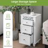 Giantex Bathroom Floor Cabinet, Freestanding Storage Cabinet with 3 Drawers, Solid Wood Legs, Anti-toppling Device, Modern Nightstand, Sofa Side Table for Living Room, Bedroom, Entryway, White