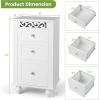 Giantex Bathroom Floor Cabinet, Freestanding Storage Cabinet with 3 Drawers, Solid Wood Legs, Anti-toppling Device, Modern Nightstand, Sofa Side Table for Living Room, Bedroom, Entryway, White