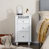 Giantex Bathroom Floor Cabinet, Freestanding Storage Cabinet with 3 Drawers, Solid Wood Legs, Anti-toppling Device, Modern Nightstand, Sofa Side Table for Living Room, Bedroom, Entryway, White