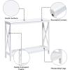 Giantex Console Table 2-Tier with Storage Shelf,X-Design Bookshelf Narrow Accent Table for Entryway Hallway Living Room Sofa Side Table (White)(White)