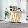 Giantex Gold Console Table, 40” Entryway Table with Faux Marble Top & Sturdy Metal Base, Modern Accent Sofa Table for Entrance, Living Room, Hallway, Foyer Decoration, White