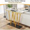 Giantex Gold Console Table, 40” Entryway Table with Faux Marble Top & Sturdy Metal Base, Modern Accent Sofa Table for Entrance, Living Room, Hallway, Foyer Decoration, White