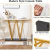 Giantex Gold Console Table, 40” Entryway Table with Faux Marble Top & Sturdy Metal Base, Modern Accent Sofa Table for Entrance, Living Room, Hallway, Foyer Decoration, White