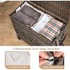 Giantex Laundry Hamper with Wheels and Lid, 33 Gal (125L) Wicker Laundry Basket, 2 Removable Liner Bags, Handles and Pulling Strap, Synthetic Rattan Rolling Laundry Hamper Clothes Storage(Brown)