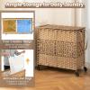 Giantex Laundry Hamper with Wheels and Lid, 33 Gal (125L) Wicker Laundry Basket, 2 Removable Liner Bags, Handles and Pulling Strap, Synthetic Rattan Rolling Laundry Hamper Clothes Storage(Natural)