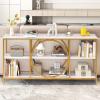 Giantex Narrow Long Console Table, 3-Tier Entryway Table with Faux Marble Top & Heavy-Duty Metal Frame, Mid-Century Accent Sofa Tables with Open Storage Shelves for Living Room, Hallway(White+Gold)(White + Gold)