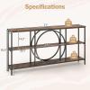 Giantex Narrow Long Console Table, 3-Tier Entryway Table with Faux Marble Top & Heavy-Duty Metal Frame, Mid-Century Accent Sofa Tables with Open Storage Shelves for Living Room, Hallway(White+Gold)(Rustic Brown + Black)