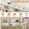 Giantex Narrow Long Console Table, 3-Tier Entryway Table with Faux Marble Top & Heavy-Duty Metal Frame, Mid-Century Accent Sofa Tables with Open Storage Shelves for Living Room, Hallway(White+Gold)(White + Gold)