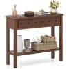 Giantex 2-Tier Narrow Console Table, 38″ Retro Entryway Table with 2 Drawers and Open Storage Shelf, Wood Accent Sofa Tables for Living Room, Foyer, Hallway, Bedroom, Entrance