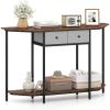 Giantex 51″ Console Table with 2 Drawers, 2-Tier Narrow Entryway Table with Open Storage Shelf, Hexagonal Freestanding Sofa Tables Behind Couch for Living Room Hallway Entrance, Rustic Brown