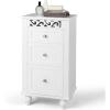 Giantex Bathroom Floor Cabinet, Freestanding Storage Cabinet with 3 Drawers, Solid Wood Legs, Anti-toppling Device, Modern Nightstand, Sofa Side Table for Living Room, Bedroom, Entryway, White