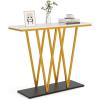Giantex Gold Console Table, 40” Entryway Table with Faux Marble Top & Sturdy Metal Base, Modern Accent Sofa Table for Entrance, Living Room, Hallway, Foyer Decoration, White