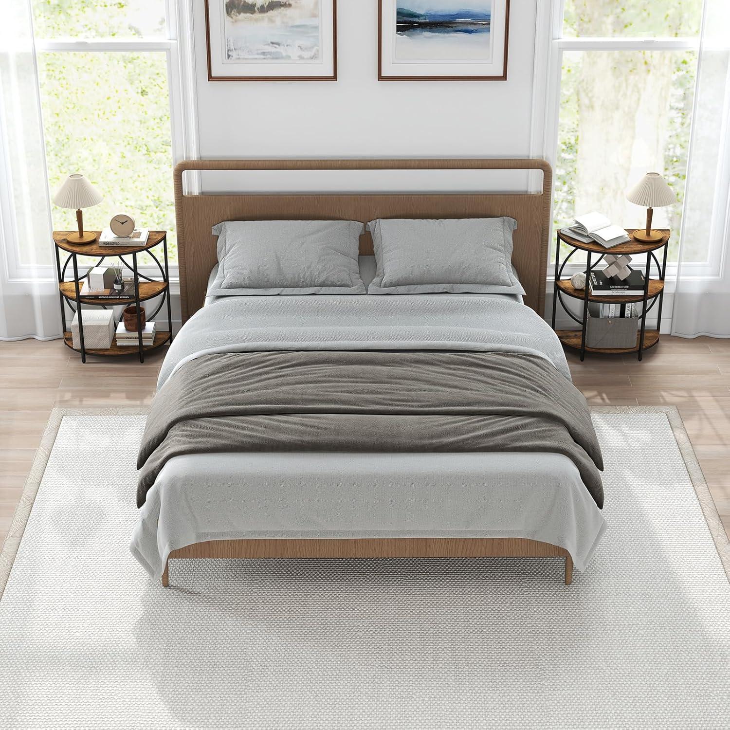 image:imageGiantex Half Round End Table 3Tier Narrow Side Table wStudy Metal Frame amp Storage Shelves Half Moon Circle Accent Bedside Night Stand for Living Room Bedroom Small Spaces Grey1Rustic Brown