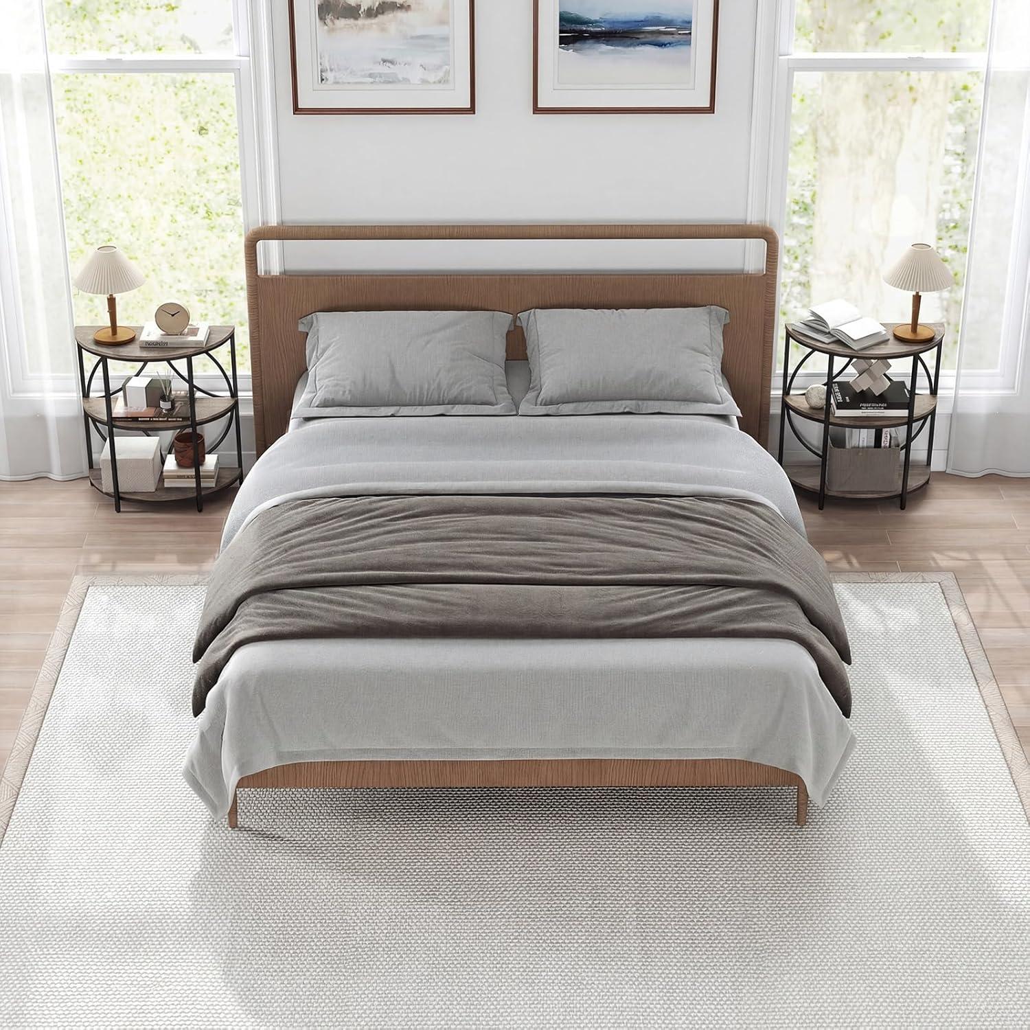 image:imageGiantex Half Round End Table 3Tier Narrow Side Table wStudy Metal Frame amp Storage Shelves Half Moon Circle Accent Bedside Night Stand for Living Room Bedroom Small Spaces Grey1Grey
