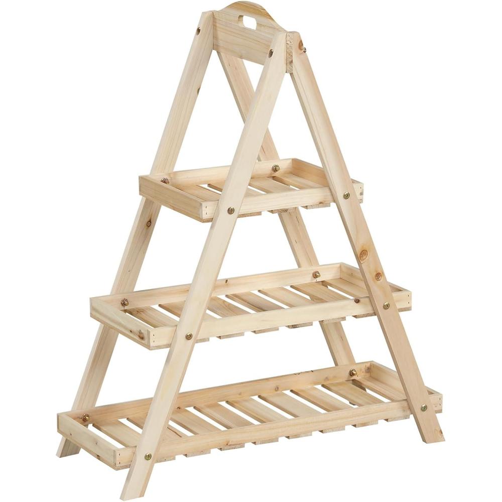 image:imageGiantex 3Tier Plant Stand Indoor 285 Wood Flower Pot Plant Display Shelf Ladder Plant Holder Rack w Slatted Shelves for Indoor amp Outdoor Living Room Entryway Patio Garden amp Balcony WhiteNatural