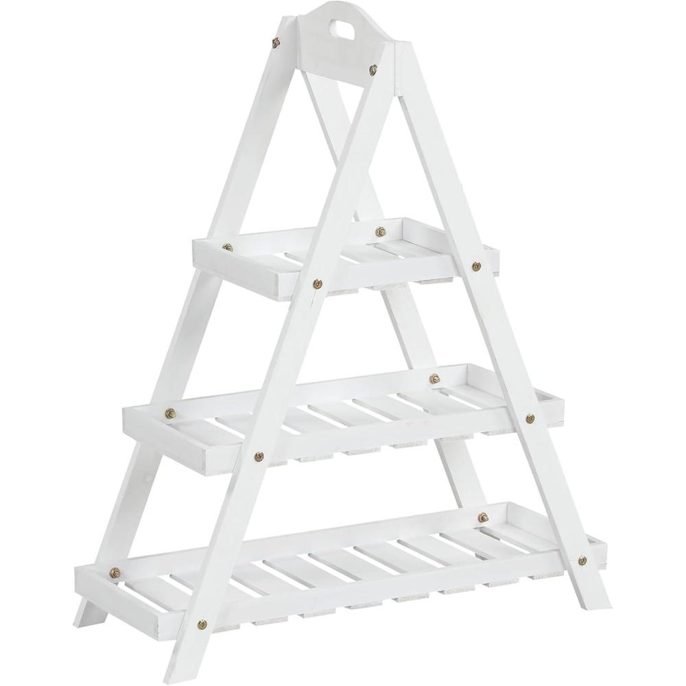 image:imageGiantex 3Tier Plant Stand Indoor 285 Wood Flower Pot Plant Display Shelf Ladder Plant Holder Rack w Slatted Shelves for Indoor amp Outdoor Living Room Entryway Patio Garden amp Balcony WhiteWhite