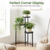 Giantex 3-Tier Metal Plant Stand Indoor Outdoor, Tall Corner Flower Pot Holder Display Rack for Living Room Balcony Patio Garden Office, Heavy Duty Vertical Shelf, Metal Plant Rack Organizer, Black