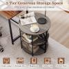 Giantex Half Round End Table, 3-Tier Narrow Side Table w/Study Metal Frame & Storage Shelves, Half Moon Circle Accent Bedside Night Stand for Living Room Bedroom Small Spaces (Grey,1)(Grey)