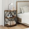 Giantex Half Round End Table, 3-Tier Narrow Side Table w/Study Metal Frame & Storage Shelves, Half Moon Circle Accent Bedside Night Stand for Living Room Bedroom Small Spaces (Grey,1)(Rustic Brown)