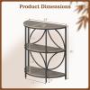 Giantex Half Round End Table, 3-Tier Narrow Side Table w/Study Metal Frame & Storage Shelves, Half Moon Circle Accent Bedside Night Stand for Living Room Bedroom Small Spaces (Grey,1)(Grey)