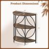 Giantex Half Round End Table, 3-Tier Narrow Side Table w/Study Metal Frame & Storage Shelves, Half Moon Circle Accent Bedside Night Stand for Living Room Bedroom Small Spaces (Grey,1)(Rustic Brown)