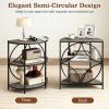 Giantex Half Round End Table, 3-Tier Narrow Side Table w/Study Metal Frame & Storage Shelves, Half Moon Circle Accent Bedside Night Stand for Living Room Bedroom Small Spaces (Grey,1)(Grey)