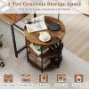 Giantex Half Round End Table, 3-Tier Narrow Side Table w/Study Metal Frame & Storage Shelves, Half Moon Circle Accent Bedside Night Stand for Living Room Bedroom Small Spaces (Grey,1)(Rustic Brown)