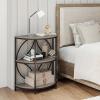 Giantex Half Round End Table, 3-Tier Narrow Side Table w/Study Metal Frame & Storage Shelves, Half Moon Circle Accent Bedside Night Stand for Living Room Bedroom Small Spaces (Grey,1)(Grey)
