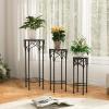 Giantex Metal Plant Stand Set of 3, 28″ Mosaic Tall Flower Stand with Ceramic Top, Round Tile Nesting Display Side Table, Indoor Outdoor Flower Holder for Wedding Party Patio Living Room