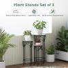 Giantex Metal Plant Stand Set of 3, 28″ Mosaic Tall Flower Stand with Ceramic Top, Round Tile Nesting Display Side Table, Indoor Outdoor Flower Holder for Wedding Party Patio Living Room