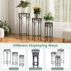 Giantex Metal Plant Stand Set of 3, 28″ Mosaic Tall Flower Stand with Ceramic Top, Round Tile Nesting Display Side Table, Indoor Outdoor Flower Holder for Wedding Party Patio Living Room