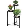 Giantex 3-Tier Metal Plant Stand Indoor Outdoor, Tall Corner Flower Pot Holder Display Rack for Living Room Balcony Patio Garden Office, Heavy Duty Vertical Shelf, Metal Plant Rack Organizer, Black