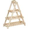 Giantex 3-Tier Plant Stand Indoor, 28.5″ Wood Flower Pot Plant Display Shelf, Ladder Plant Holder Rack w/ Slatted Shelves for Indoor & Outdoor, Living Room, Entryway, Patio, Garden & Balcony (White)(Natural)