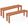 Giantex 47″ Outdoor Bench with Slatted Seat, 705Lbs Capacity, Solid Wood Frame, Teak Oil Finish, Backless Garden Bench for Patio Dining, Yard, Porch, Entryway, Park, 2-Person Outside Seat Chair (2)(2)