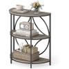 Giantex Half Round End Table, 3-Tier Narrow Side Table w/Study Metal Frame & Storage Shelves, Half Moon Circle Accent Bedside Night Stand for Living Room Bedroom Small Spaces (Grey,1)(Grey)