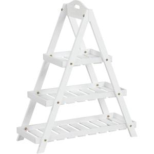 Giantex 3-Tier Plant Stand Indoor, 28.5″ Wood Flower Pot Plant Display Shelf, Ladder Plant Holder Rack w/ Slatted Shelves for Indoor & Outdoor, Living Room, Entryway, Patio, Garden & Balcony (White)(White)